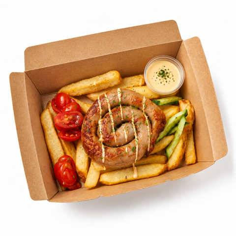 SMOKED CHICKEN SAUSAGE ON FRIES (2 Pieces)