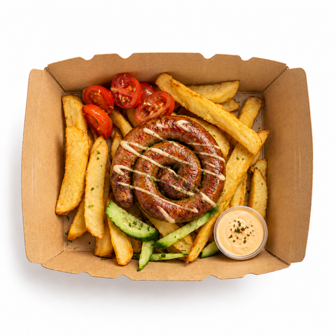 MOROCCAN STYLE SPICED MEAT SAUSAGE ON FRIES (2 Pieces)