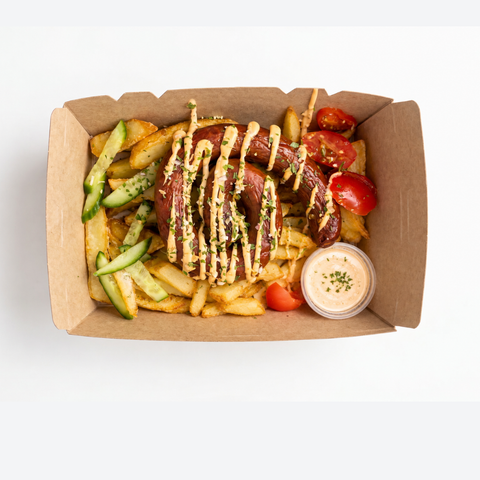 BEEF MERGUEZ SAUSAGE ON FRIES (2 Pieces)