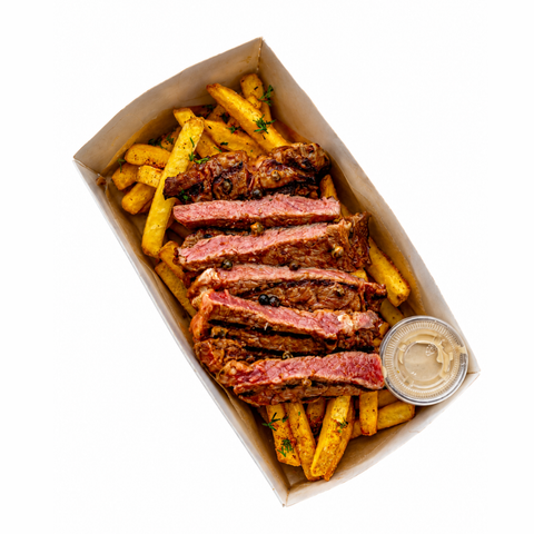 PEPPER CREME STEAK ON FRIES (180g)